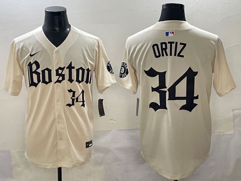 Men's Boston Red Sox David Ortiz #34 Cream Jersey